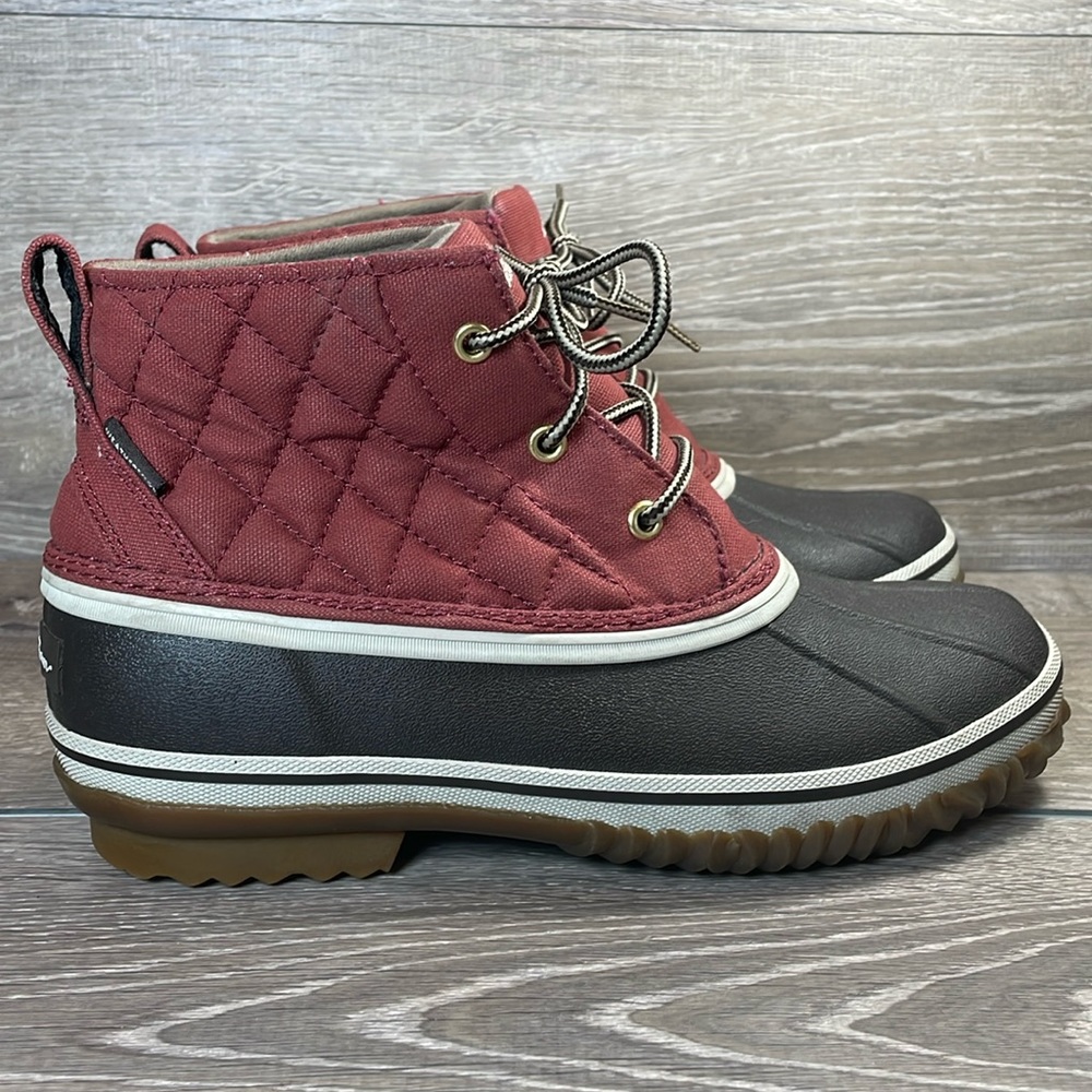 Eddie Bauer Hunter Pac Mid Red Quilted Women’s Sz 8.5 Waterproof Lace Duck Boot